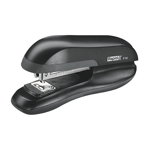 Rapid F16 half strip stapler in black with a steel staple channel and the Rapid F16 badge on the side