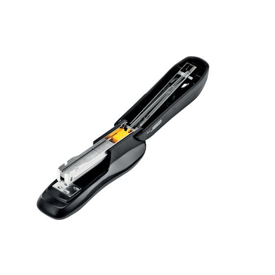 Rapid F16 half strip stapler opened up from above, showing the magazine and staple pusher