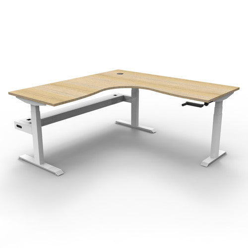 Rapidline Boost Crank Corner Workstation 1500 x 1500mm with Cable Tray Natural Oak White Satin - image 1
