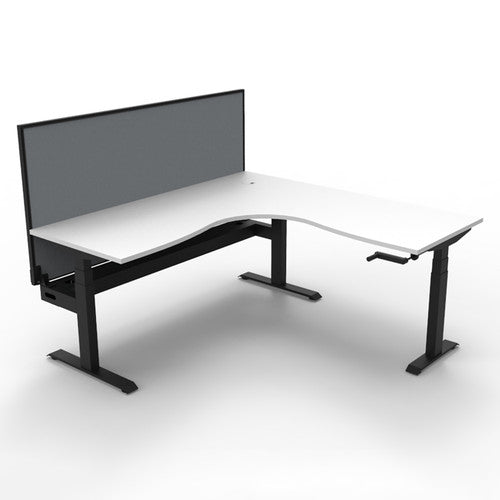 Rapidline Boost Crank Corner Workstation 1500x1500mm with Screen and Cable Tray Natural White Black Satin - image 1