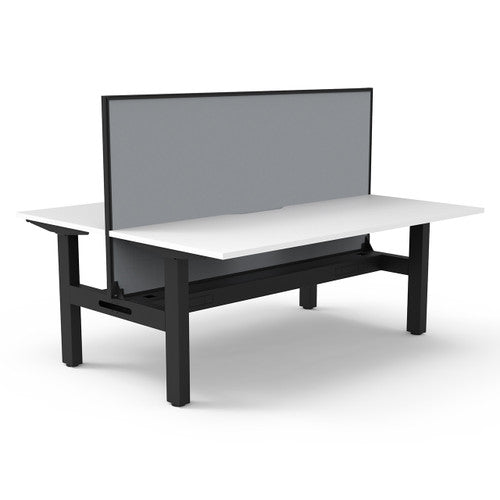 Rapidline Boost Static Back to Back Workstation 1500 x 750mm with Screen and Cable Tray Natural White Black Satin - image 1