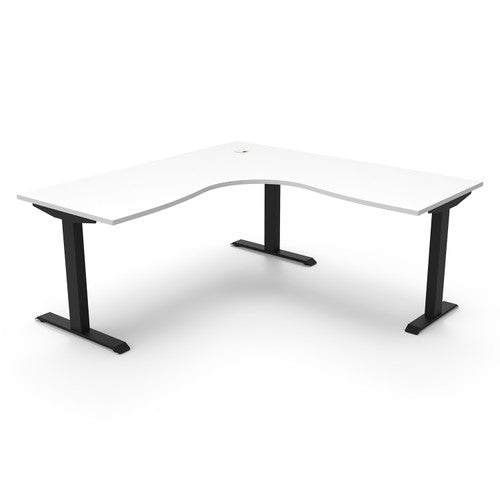 Rapidline Boost Static Corner Workstation 1500 x 1500 x 750mm Natural White and Black Satin - image 1