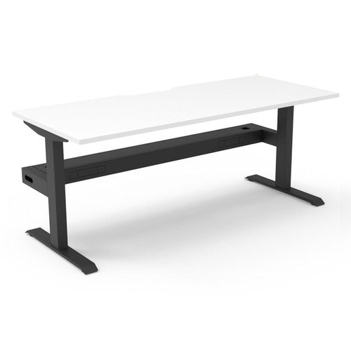 Rapidline Boost Static Single Sided Workstation 1200 x 750mm with Cable Tray Natural White Black Satin - image 1