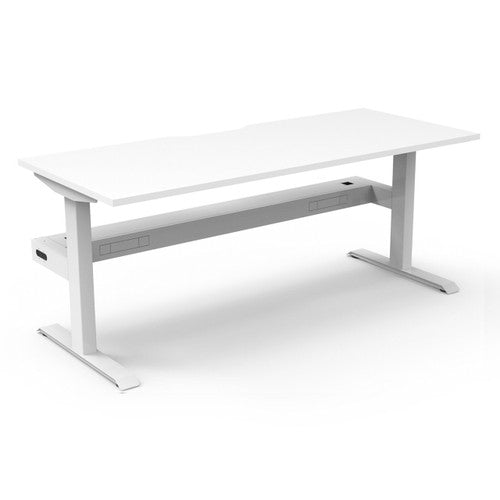Rapidline Boost Static Single Sided Workstation 1500 x 750mm with Cable Tray Natural White White Satin - image 1