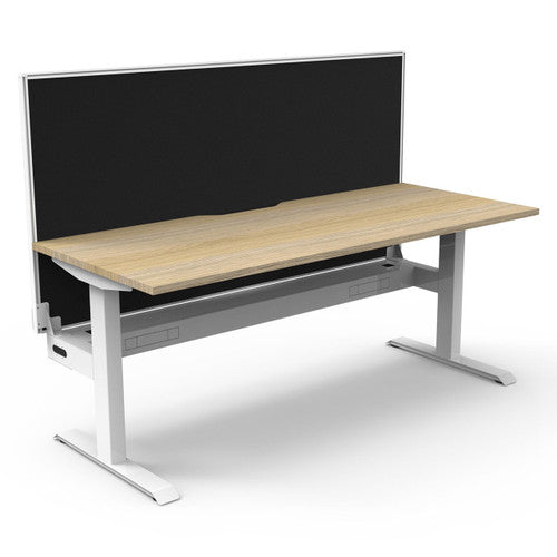 Rapidline Boost Static Single Sided Workstation 1800 x 750mm with Screen and Cable Tray Natural Oak White Satin - image 1