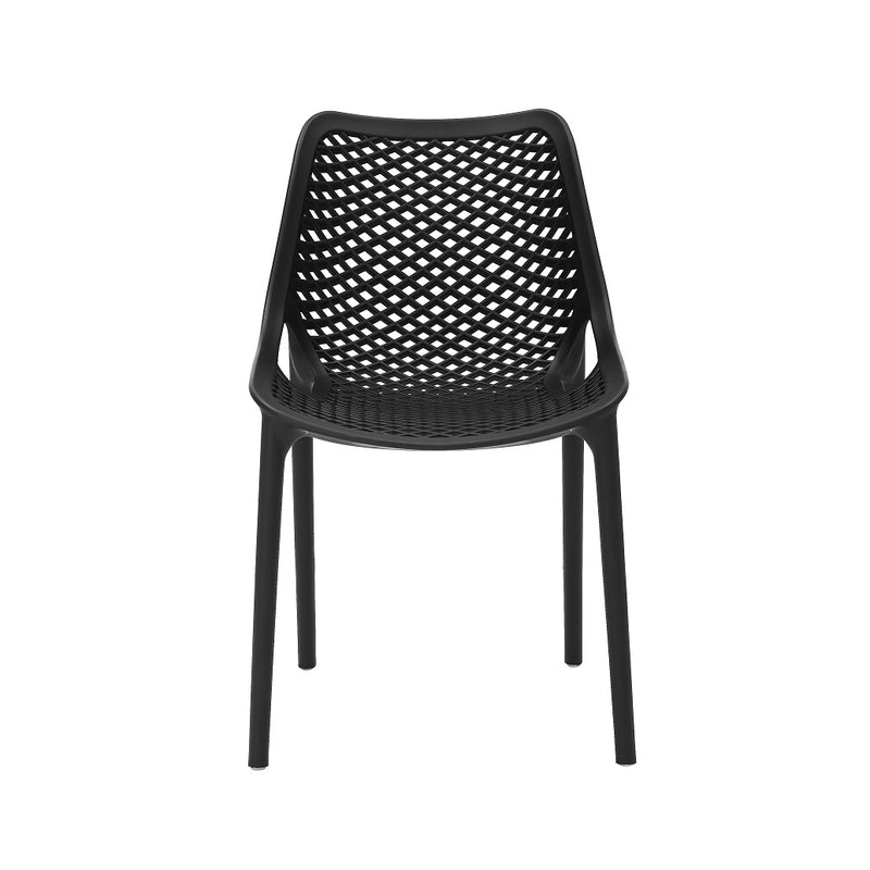 Rapidline Cast Chair in black viewed square from the front, showing the open diamond lattice backrest.