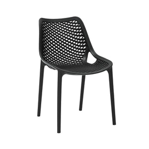 Rapidline Cast Chair in black, front three quarter view, showing the one-piece moulded polypropylene lattice back and seat on four tapered legs.