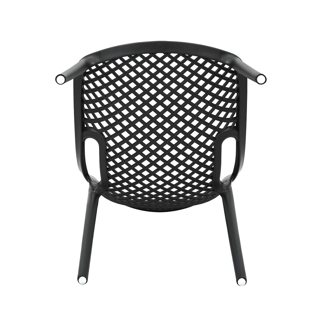 Rapidline Cast Chair in black from behind, showing the full lattice back panel and moulded rear leg join.