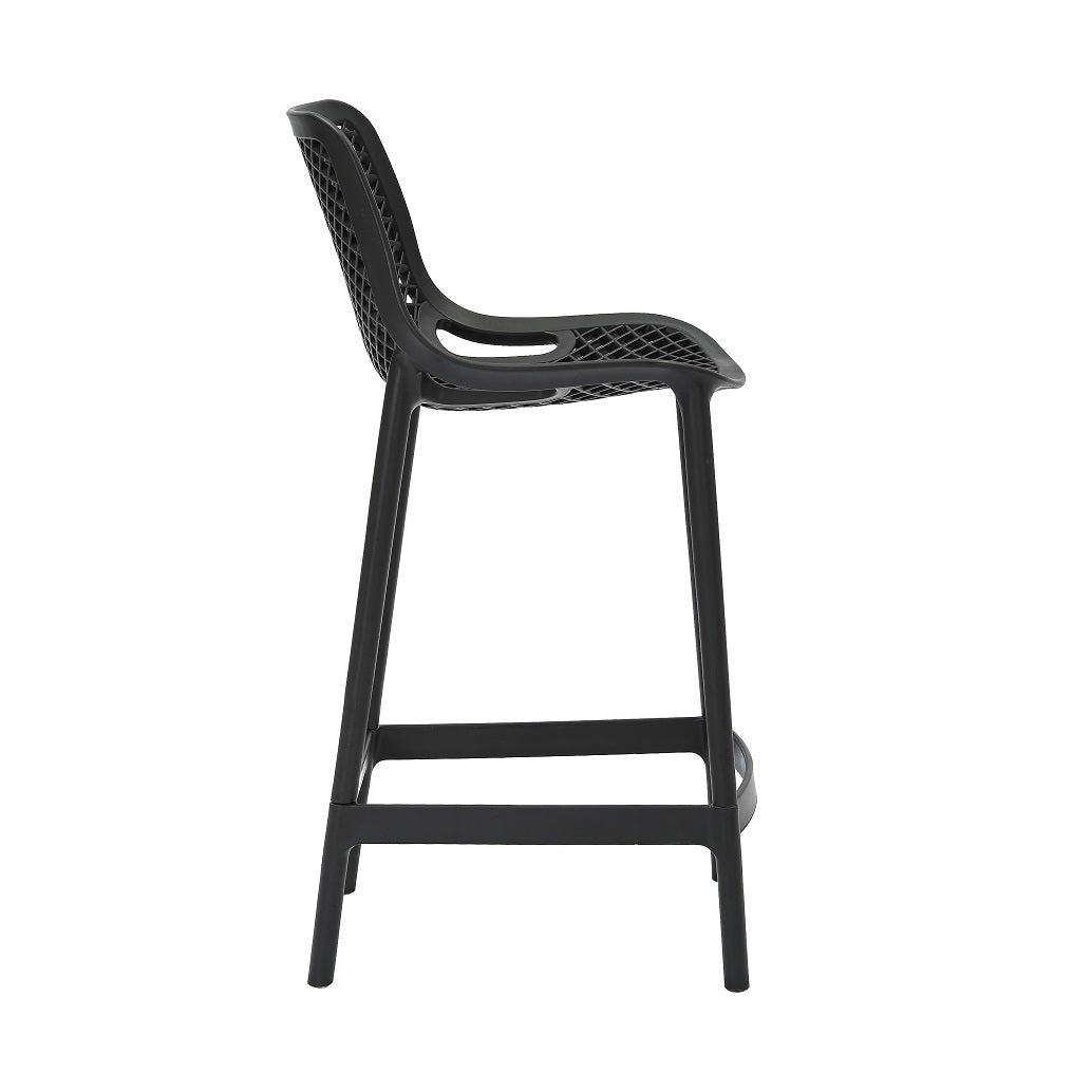 Rapidline Cast High Stool 650mm in black in side profile, showing the 650mm seat height and the splayed leg stance.