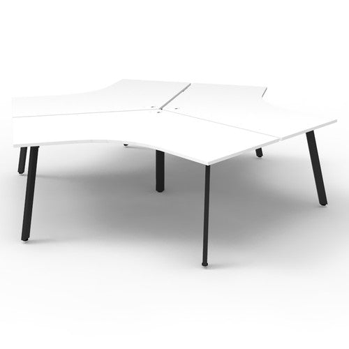 Rapidline Deluxe Infinity 3 Person 120 Degree Workstation Eternity Leg without Screen Natural White / Black
