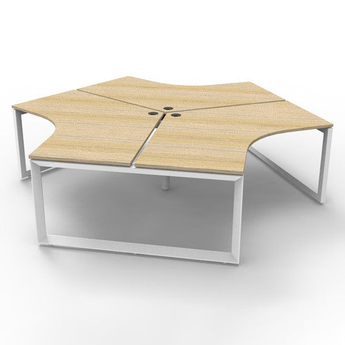Rapidline Deluxe Infinity 3 Person 120 Degree Workstation Loop Leg Natural Oak White - image 1