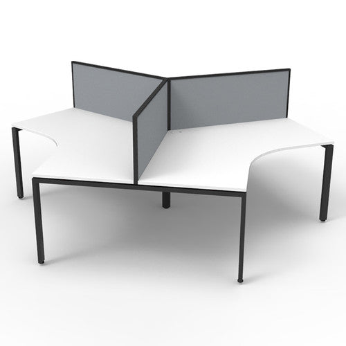 Rapidline Deluxe Infinity 3 Person 120 Degree Workstation Profile Leg with Screen Natural White / Black