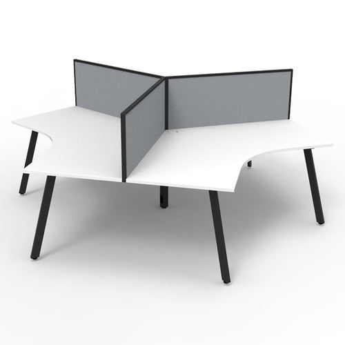 Rapidline Deluxe Infinity 3 Person 120 Degree Workstation with Screen Natural White Black - image 1