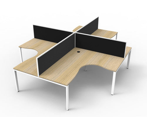 Rapidline Deluxe Infinity 4 Person Corner Workstation 1800 x 1500mm Natural Oak White Satin - image 1