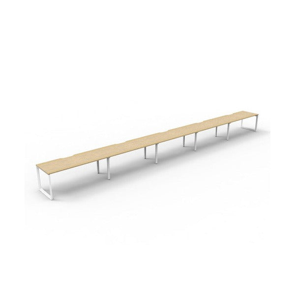 Rapidline Deluxe Infinity 5 Person Workstation 1200 x 750mm Natural Oak White Satin - image 1
