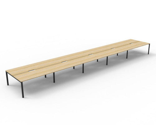 Rapidline Deluxe Infinity Back to Back 10 Person Workstation Profile Leg 1800 x 750mm Natural Oak / Black Satin