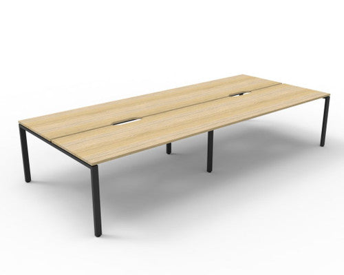 Rapidline Deluxe Infinity Back to Back 4 Person Workstation 1500 x 750mm Natural Oak Black Satin - image 1