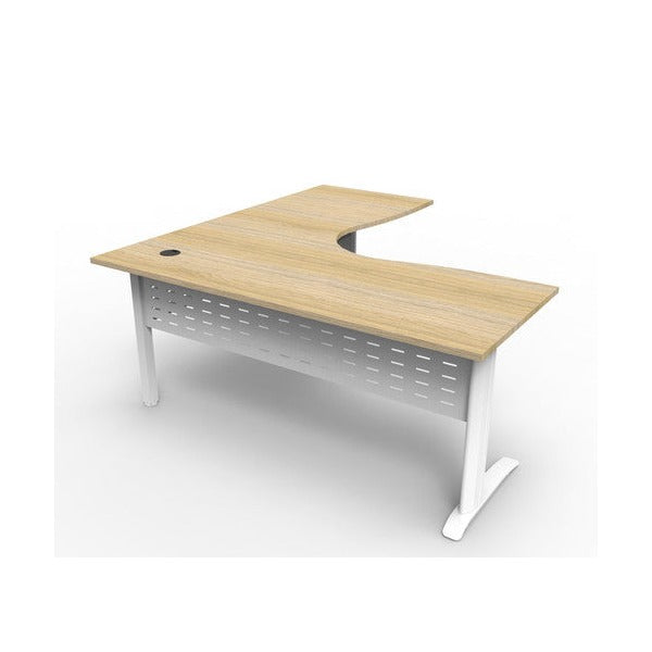 Rapidline Deluxe Rapid Span Corner Workstation 1500 x 1500 x 730mm Natural Oak White Satin - image 1