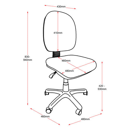 Rapidline ET20 Budget Medium Back Operator Chair Black Fabric - image 2