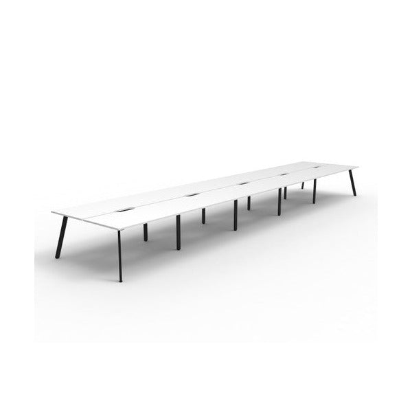 Rapidline Eternity Back to Back 10 Person Workstation 1200 x 750mm Natural White Black Satin - image 1