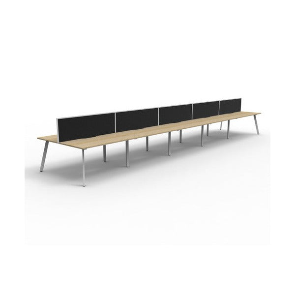 Rapidline Eternity Back to Back 10 Person Workstation 1200 x 750mm with Screen Natural Oak White Satin - image 1