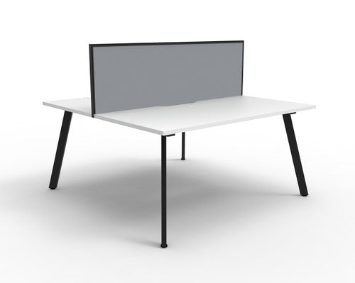 Rapidline Eternity Back to Back 2 Person Workstation 1800 x 750mm with Screen Natural White Black Satin - image 1