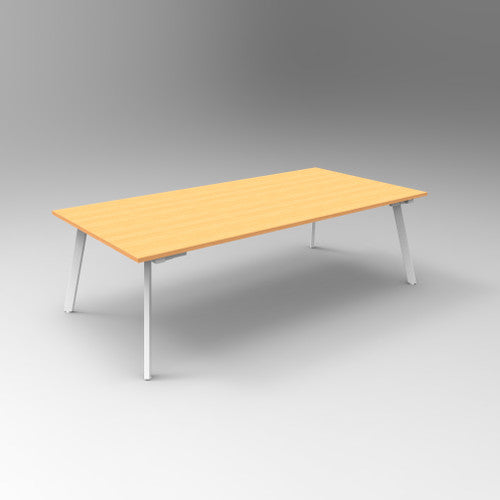 Rapidline Eternity Rectangle Boardroom Table 2400 x 1200mm Beech White Satin - image 1