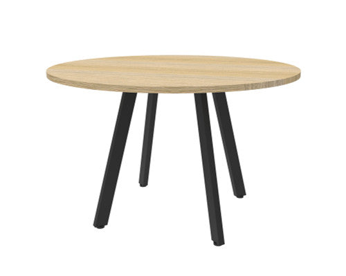Rapidline Eternity Round Meeting Table 900mm Natural Oak Black - image 1
