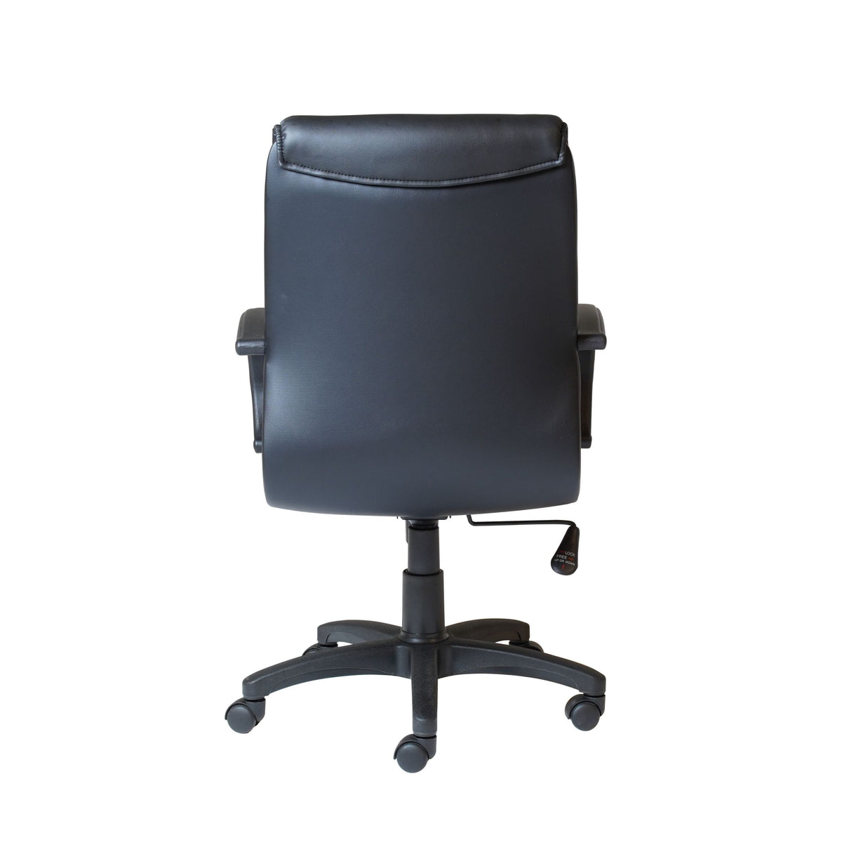 Rear view of the Rapidline CL610 chair showing the black PU back and gas lift lever.