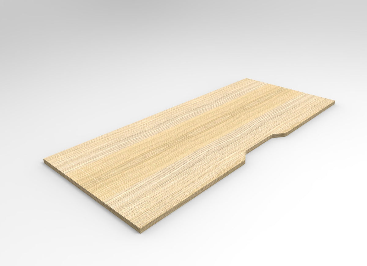 Rapidline scalloped table top in Natural Oak, supplier product render of the top on its own on a soft grey studio background