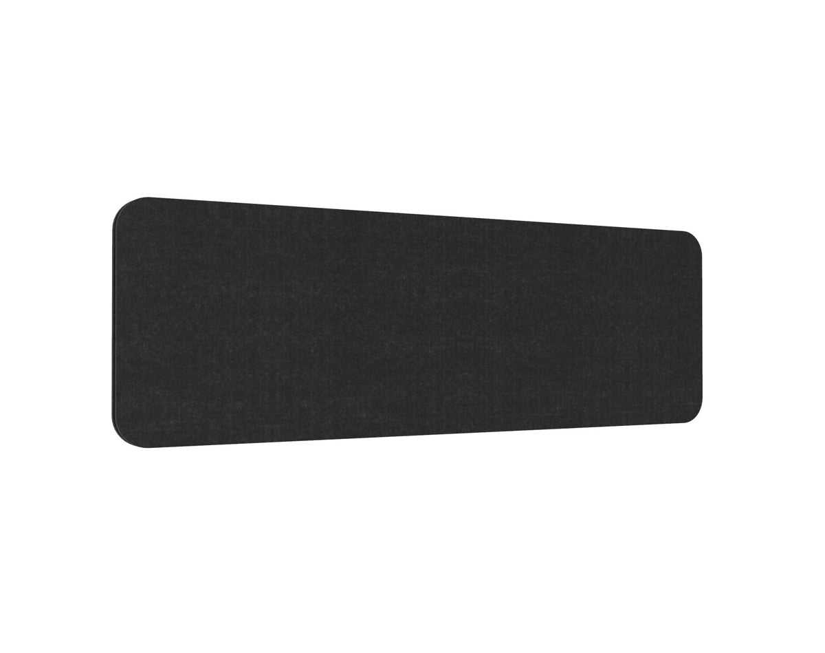 Rapidline desk mounted polyester fibre screen 1190mm wide in black, perspective view of the frameless panel