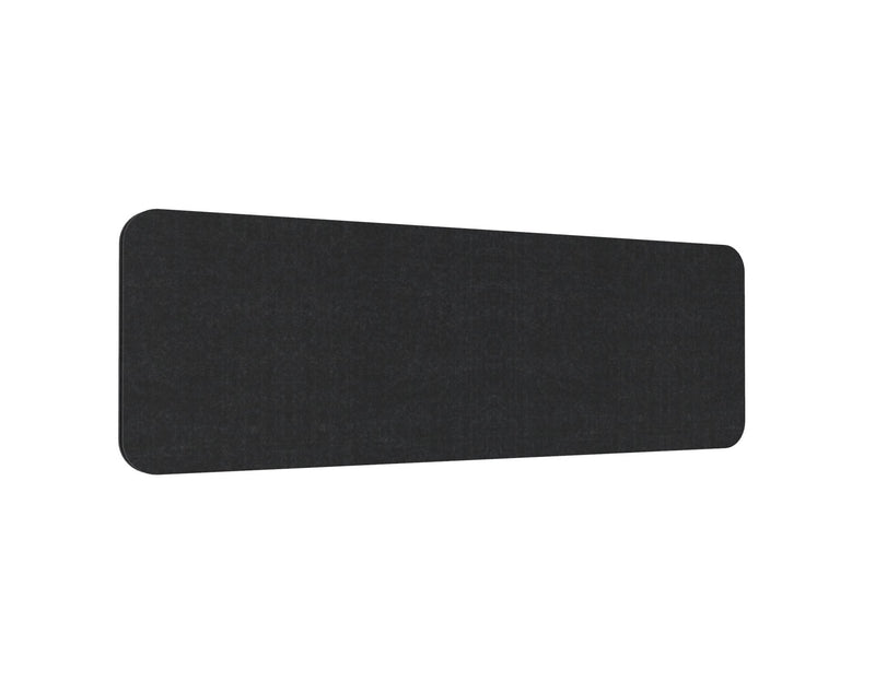 Rapidline desk mounted polyester fibre screen 1190mm wide in black, perspective view of the frameless panel