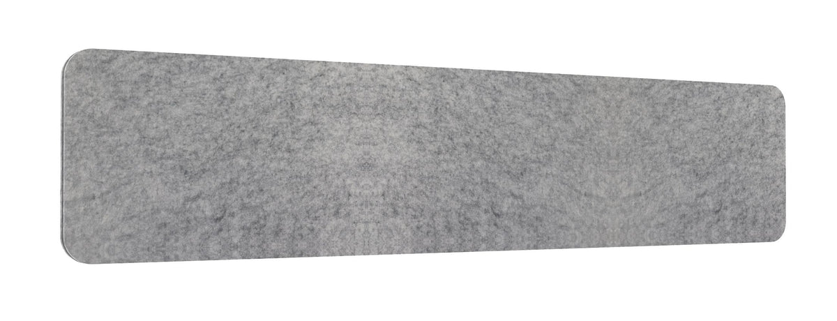 Rapidline desk mounted polyester fibre screen 1790mm wide in marble grey, perspective view of the frameless panel