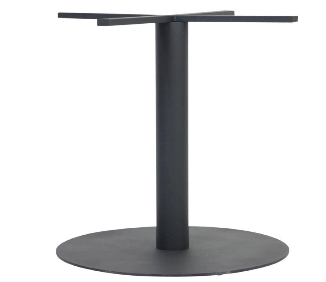 Rapidline Estilo disc base table frame in black with cross-arm top supports, single column and round disc foot, frame only