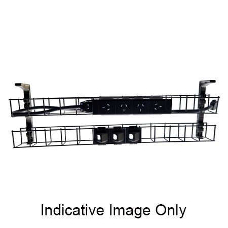 Rapidline Rapid Wiring dual tier cable basket kit in black with power module, data modules and interconnecting lead fitted
