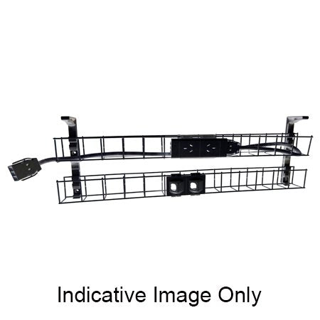 Rapidline Rapid Wiring dual tier cable basket kit in black with power module, data modules and interconnecting lead fitted