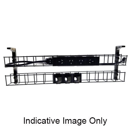 Rapidline Rapid Wiring dual tier cable basket kit in black with power module, data modules and interconnecting lead fitted