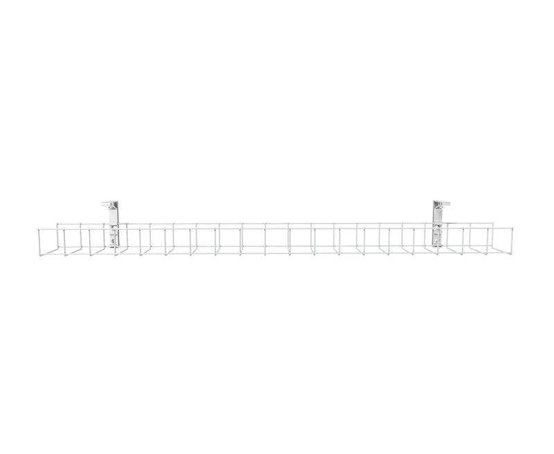 Rapidline Rapid Wiring single tier cable basket in white, wire tray and two mounting brackets shown without the power module