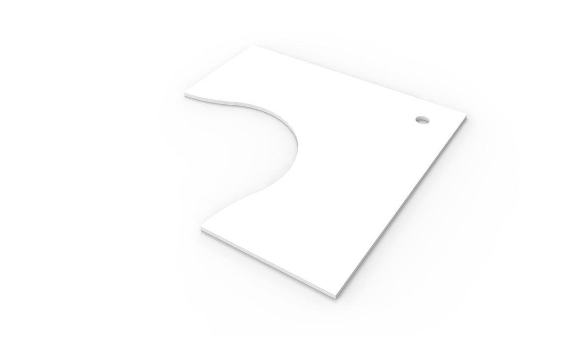 Rapidline corner workstation top in Natural White, supplier product render of the top on its own on a white background