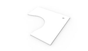 Rapidline corner workstation top in Natural White, supplier product render of the top on its own on a white background