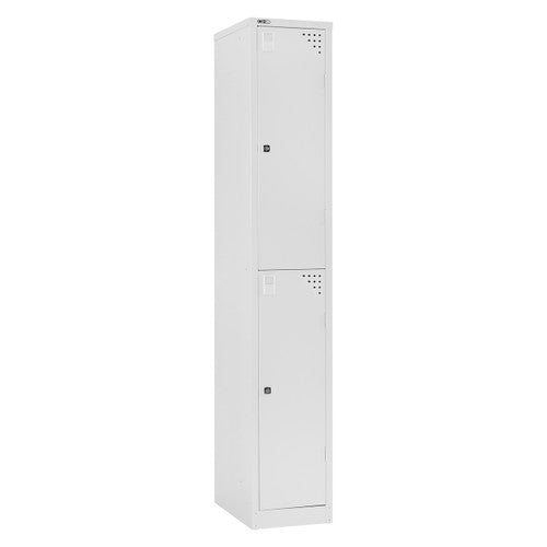 Rapidline Go 2 Door Steel Locker 305 x 455 x 1830mm White - image 1