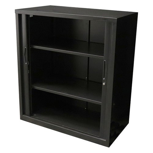 Rapidline Go Tambour Door Cupboard 2 Shelves 900x1200x473mm Black - image 1