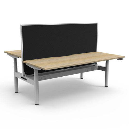 Rapidline Halo Plus Back to Back Workstation 1500 x 750mm with Screen and Cable Tray Natural Oak White Satin - image 1