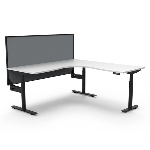 Rapidline Halo Plus Corner Workstation 1800 x 1800 x 750mm with Screen Natural White Black Satin - image 1