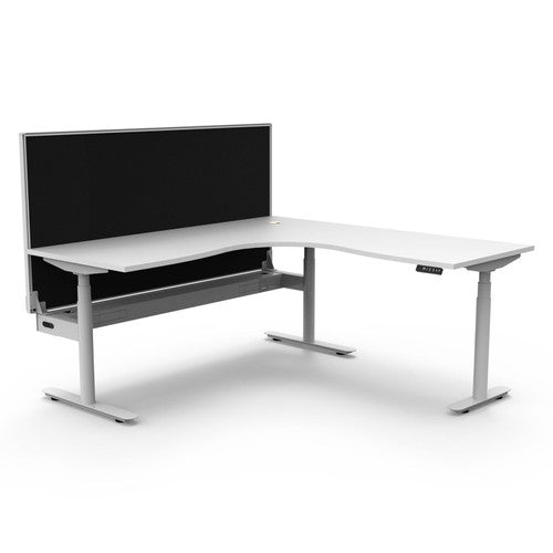 Rapidline Halo Plus Corner Workstation 1800 x 1800mm with Screen and Cable Tray Natural White - image 1