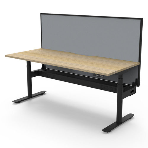 Rapidline Halo Plus Single Sided Workstation 1800 x 750mm with Screen and Cable Tray Natural Oak Black Satin - image 1