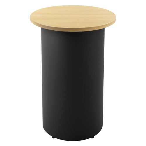 Rapidline High Bar Table Round Drum Base 600mm Natural Oak Black - image 1