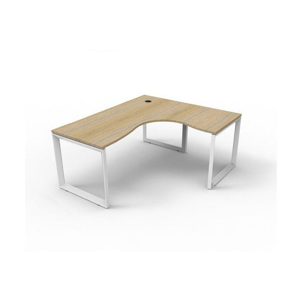 Rapidline Infinity Corner Workstation Loop Leg 1500x1500mm Natural Oak White Satin - image 1