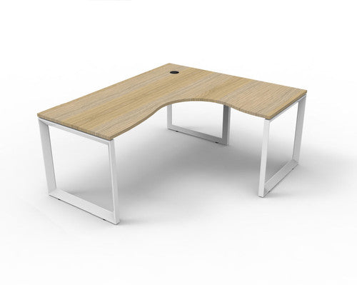 Rapidline Infinity Corner Workstation Loop Leg 1500x1500mm Natural Oak White Satin - image 1