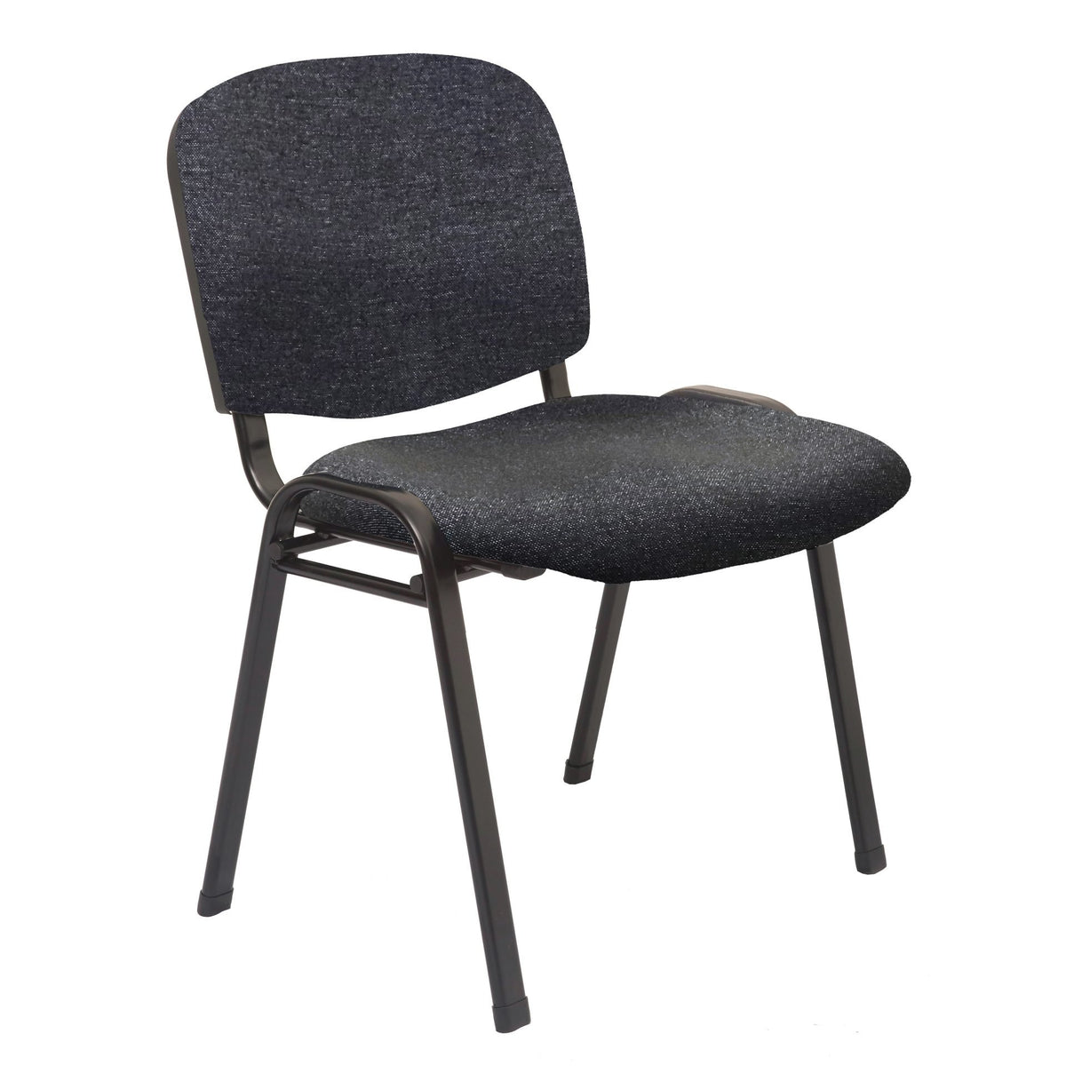 The Nova in charcoal flecked fabric on the same black powdercoated four leg frame, three quarter view, one of Rapidline's own photographs of this model